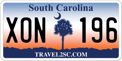 SC license plate XON196
