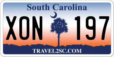 SC license plate XON197