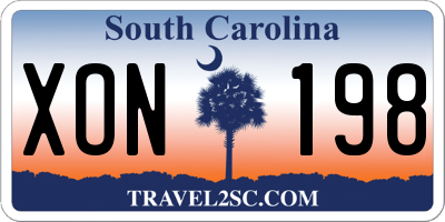 SC license plate XON198