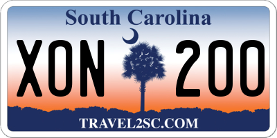 SC license plate XON200
