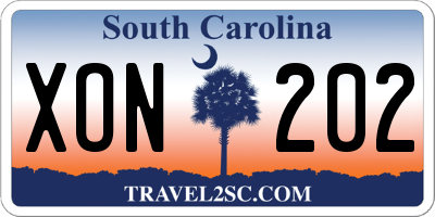 SC license plate XON202