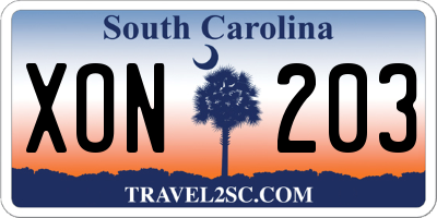 SC license plate XON203