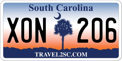 SC license plate XON206