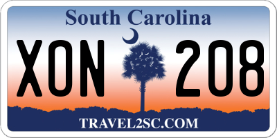 SC license plate XON208