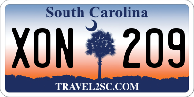 SC license plate XON209
