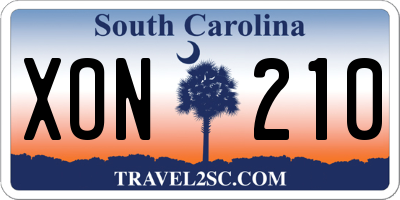 SC license plate XON210