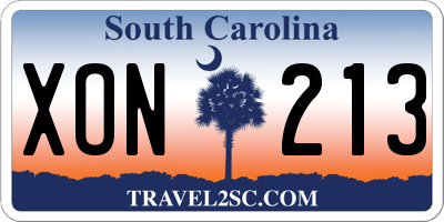 SC license plate XON213