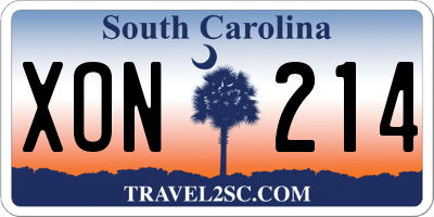 SC license plate XON214