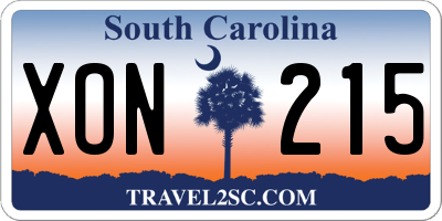 SC license plate XON215