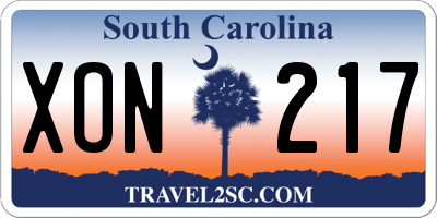 SC license plate XON217