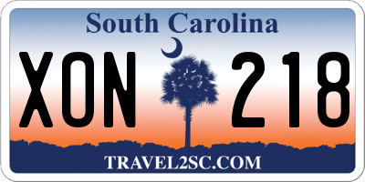 SC license plate XON218