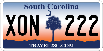 SC license plate XON222
