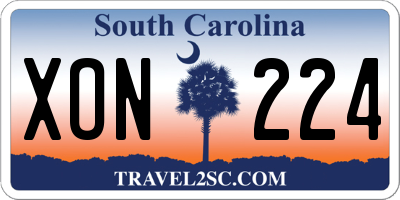 SC license plate XON224