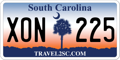 SC license plate XON225