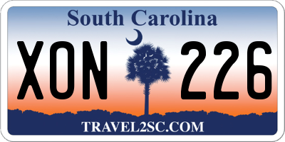 SC license plate XON226