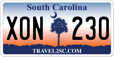 SC license plate XON230