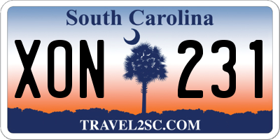 SC license plate XON231