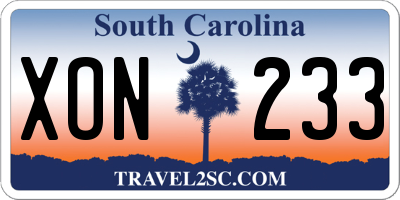 SC license plate XON233