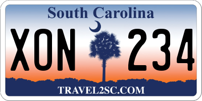 SC license plate XON234