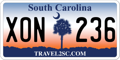 SC license plate XON236