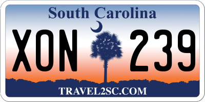 SC license plate XON239