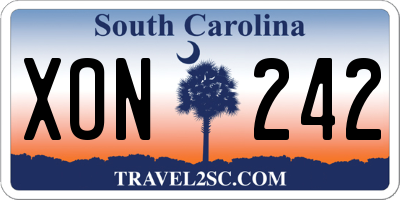 SC license plate XON242