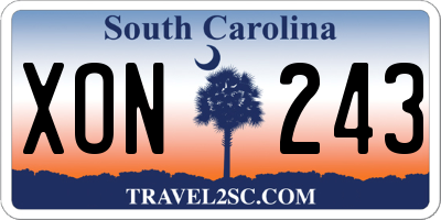 SC license plate XON243