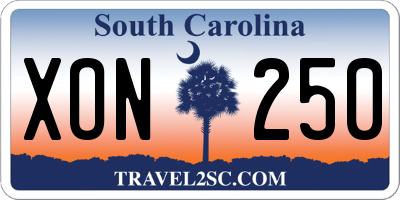 SC license plate XON250