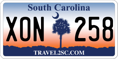 SC license plate XON258