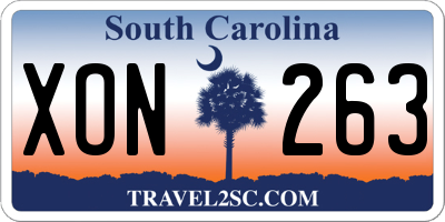 SC license plate XON263