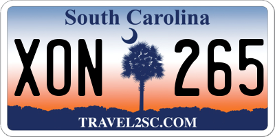 SC license plate XON265