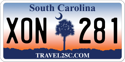SC license plate XON281