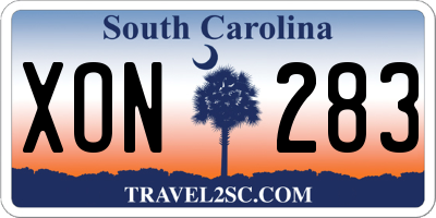 SC license plate XON283