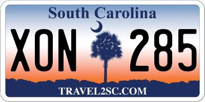 SC license plate XON285