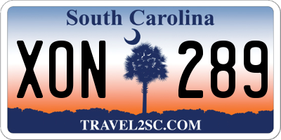 SC license plate XON289
