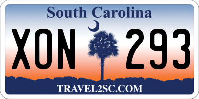 SC license plate XON293
