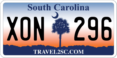 SC license plate XON296
