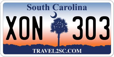 SC license plate XON303