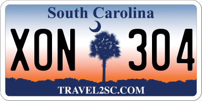 SC license plate XON304