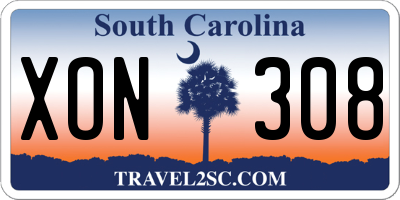 SC license plate XON308