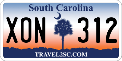 SC license plate XON312