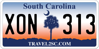 SC license plate XON313