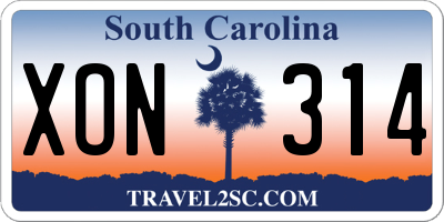 SC license plate XON314