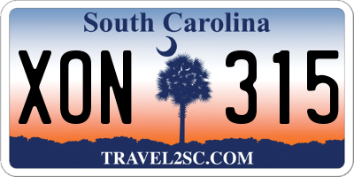SC license plate XON315