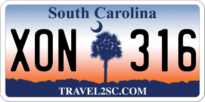 SC license plate XON316