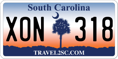 SC license plate XON318