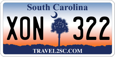 SC license plate XON322