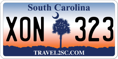 SC license plate XON323