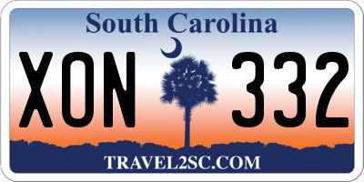 SC license plate XON332