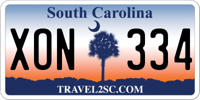 SC license plate XON334